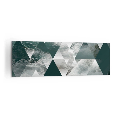 Obraz na płótnie - Geometryczny wzór z motywem fal w odcieniach zieleni - 160x50cm - Kryształowa perspektywa - Nowoczesna dekoracja ścienna do salonu i sypialni ARTTOR