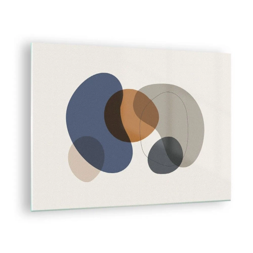 Obraz na szkle - Kolorowe abstrakcyjne plamy w odcieniach granatu i brązu - 70x50cm - Krople barw - Nowoczesna dekoracja ścienna do salonu i sypialni ARTTOR