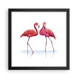 Plakat w czarnej ramie - Różowe randez-vous - 30x30 cm