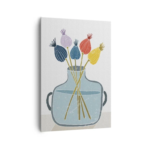 Obraz na płótnie - Kolorowe suche kwiaty w wazonie na białym tle - 70x100cm - Jak makiem zasiał - Nowoczesna dekoracja ścienna do salonu i sypialni ARTTOR