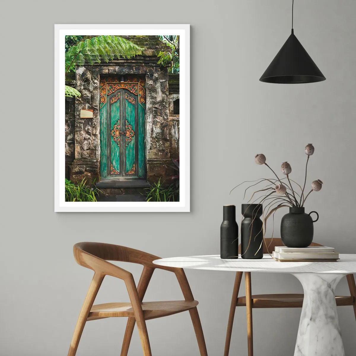 Plakat w białej ramie - Drzwi do egzotycznego świata - 30x40 cm