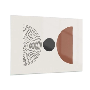 Obraz na szkle - Abstrakcyjne formy geometryczne na jasnym tle - 100x70cm - W centrum uwagi - Nowoczesna dekoracja ścienna do salonu, kuchni i sypialni ARTTOR