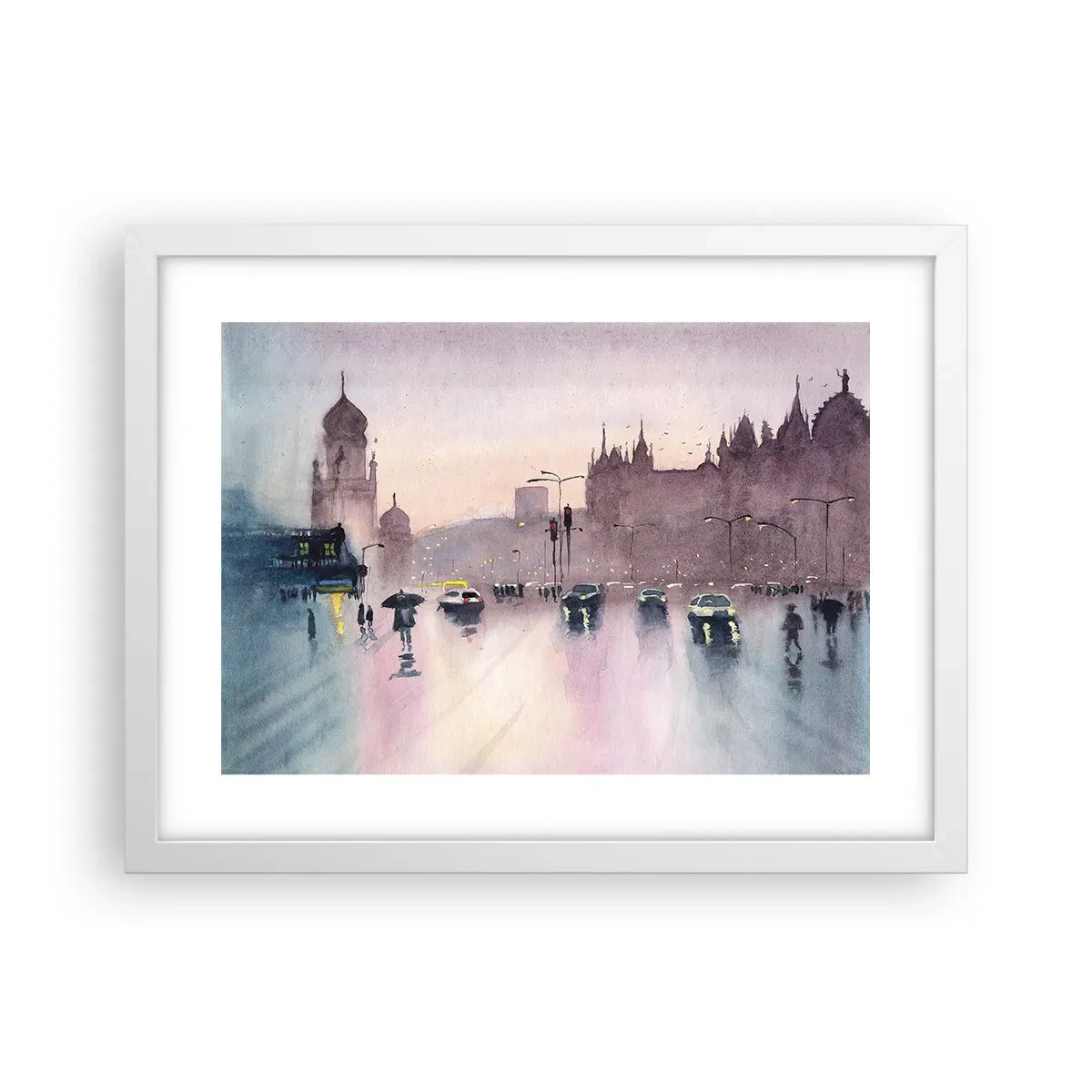 Plakat w białej ramie - W deszczowej mgiełce - 40x30 cm