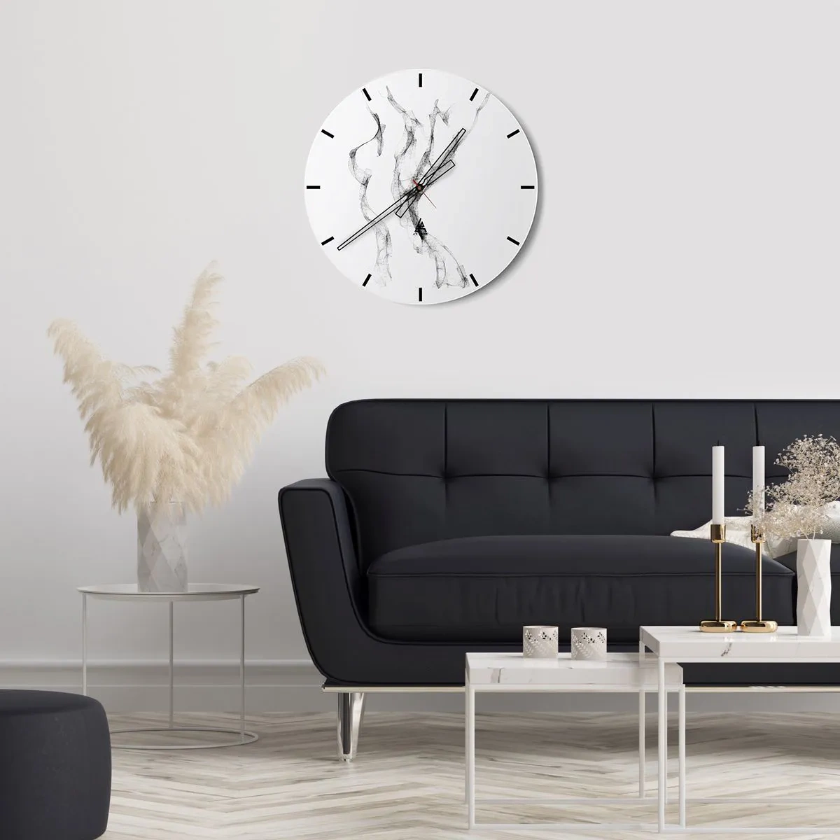 Zegar ścienny - Abstrakcyjne czarne linie w minimalistycznej kompozycji - 30x30cm - Piękna i silna - Nowoczesna dekoracja ścienna do salonu, kuchni i sypialni ARTTOR