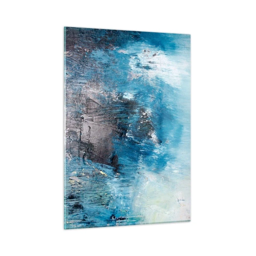 Obraz na szkle - Abstrakcyjna kompozycja w odcieniach niebieskiego - 50x70cm - Błękitna rapsodia - Nowoczesna dekoracja ścienna do salonu, kuchni i sypialni ARTTOR