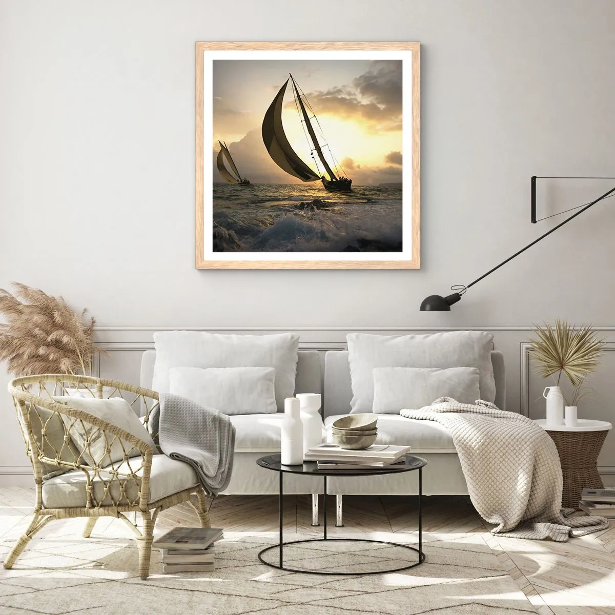 Plakat w ramie jasny dąb - Z wiatrem i pod wiatr - 40x40 cm