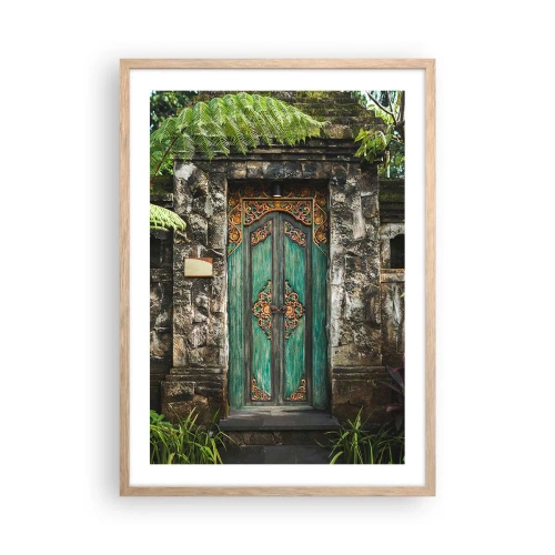 Plakat w ramie jasny dąb - Drzwi do egzotycznego świata - 50x70 cm