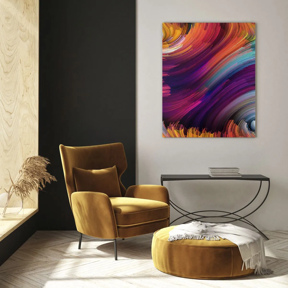 Obraz na szkle - Abstrakcyjne wiry w żywych kolorach - 80x120cm - Początek nowego świata - Nowoczesna dekoracja ścienna do salonu i sypialni ARTTOR