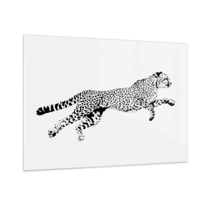 Obraz na szkle - Ilustracja przedstawiająca geparda w skoku - 100x70cm - Najszybszy na Ziemi - Nowoczesna dekoracja ścienna do salonu, kuchni i sypialni ARTTOR