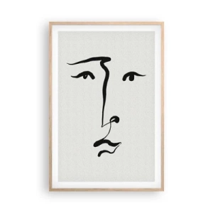 Plakat w ramie jasny dąb - Portret jedną kreską - 61x91 cm