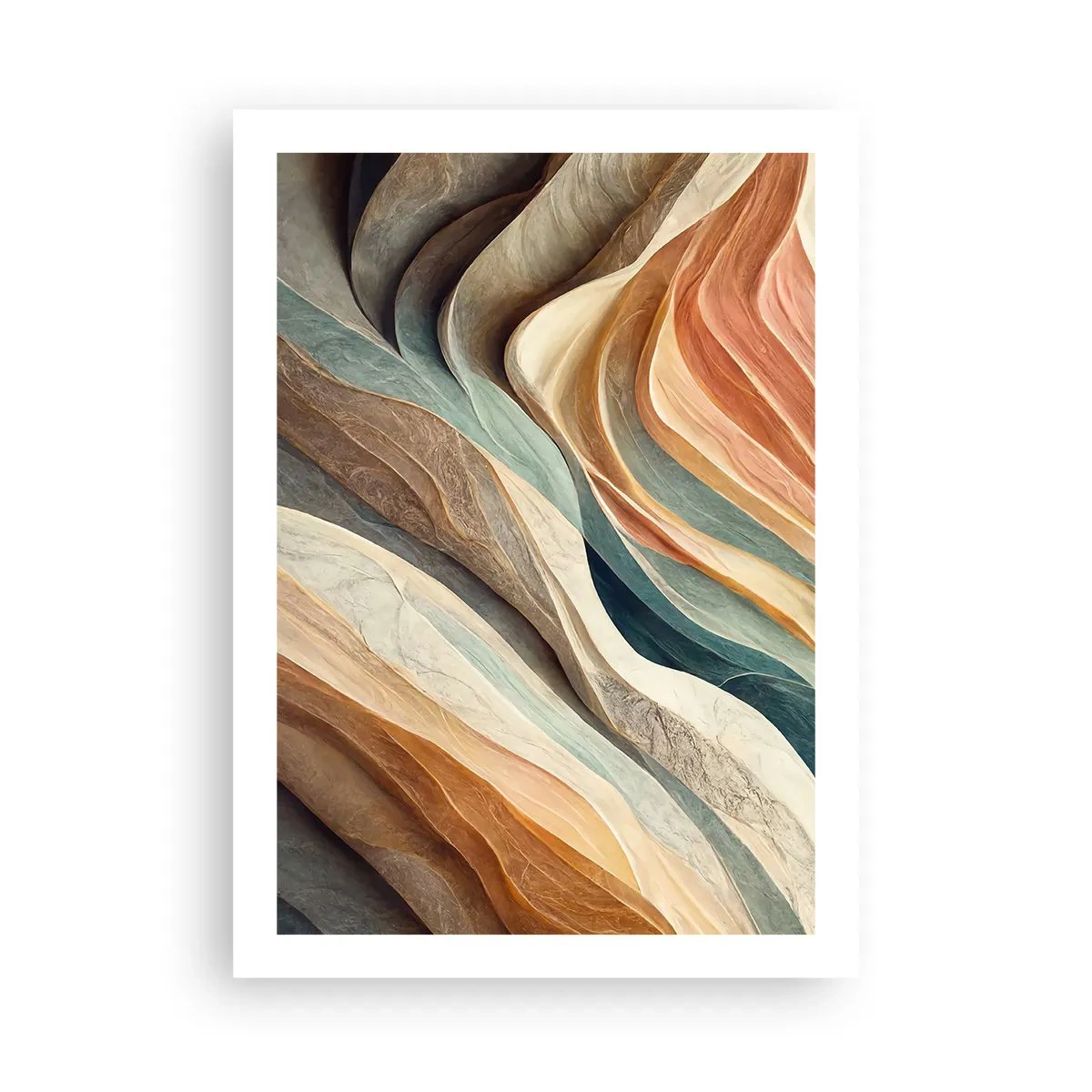 Plakat - Organiczne fale w ciepłych, naturalnych odcieniach - 50x70cm - Chwila przed zmianą - Nowoczesna dekoracja ścienna do salonu, kuchni i sypialni ARTTOR