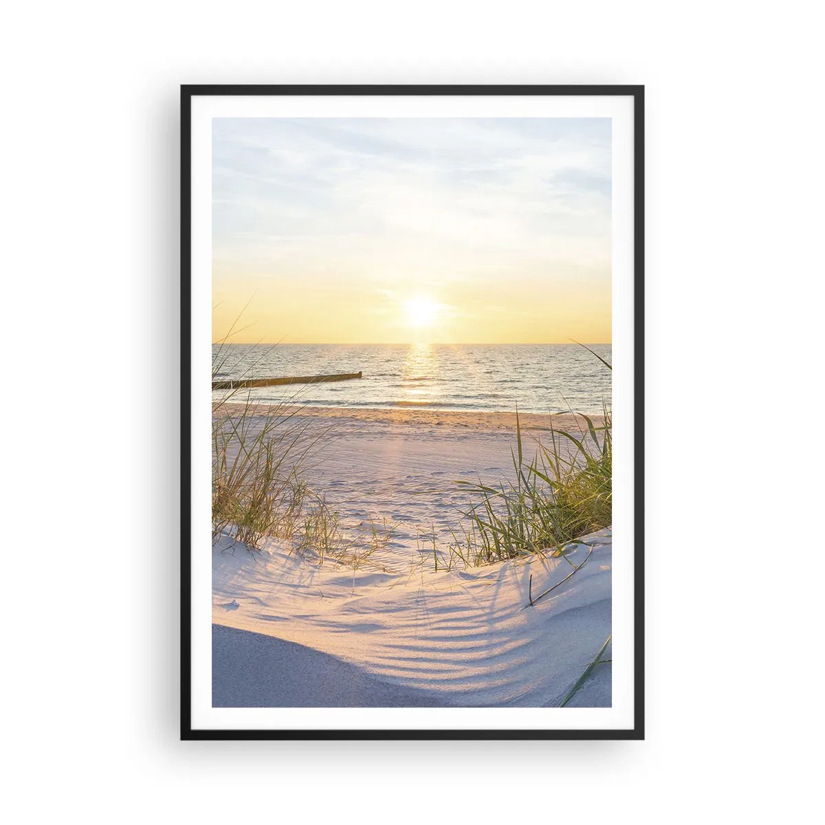 Plakat w czarnej ramie - Morza szum, ptaków śpiew, dzika plaża pośród traw… - 70x100 cm