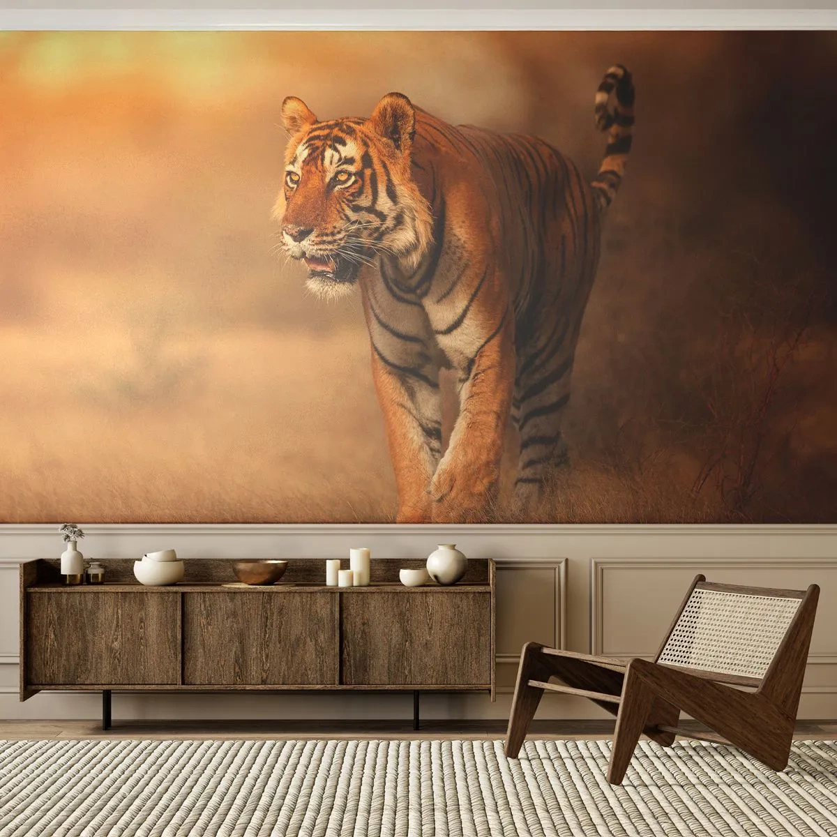 Fototapeta Standard Eco - Przed atakiem - Zwierzęta, Tygrys, Afryka - 400x280 cm