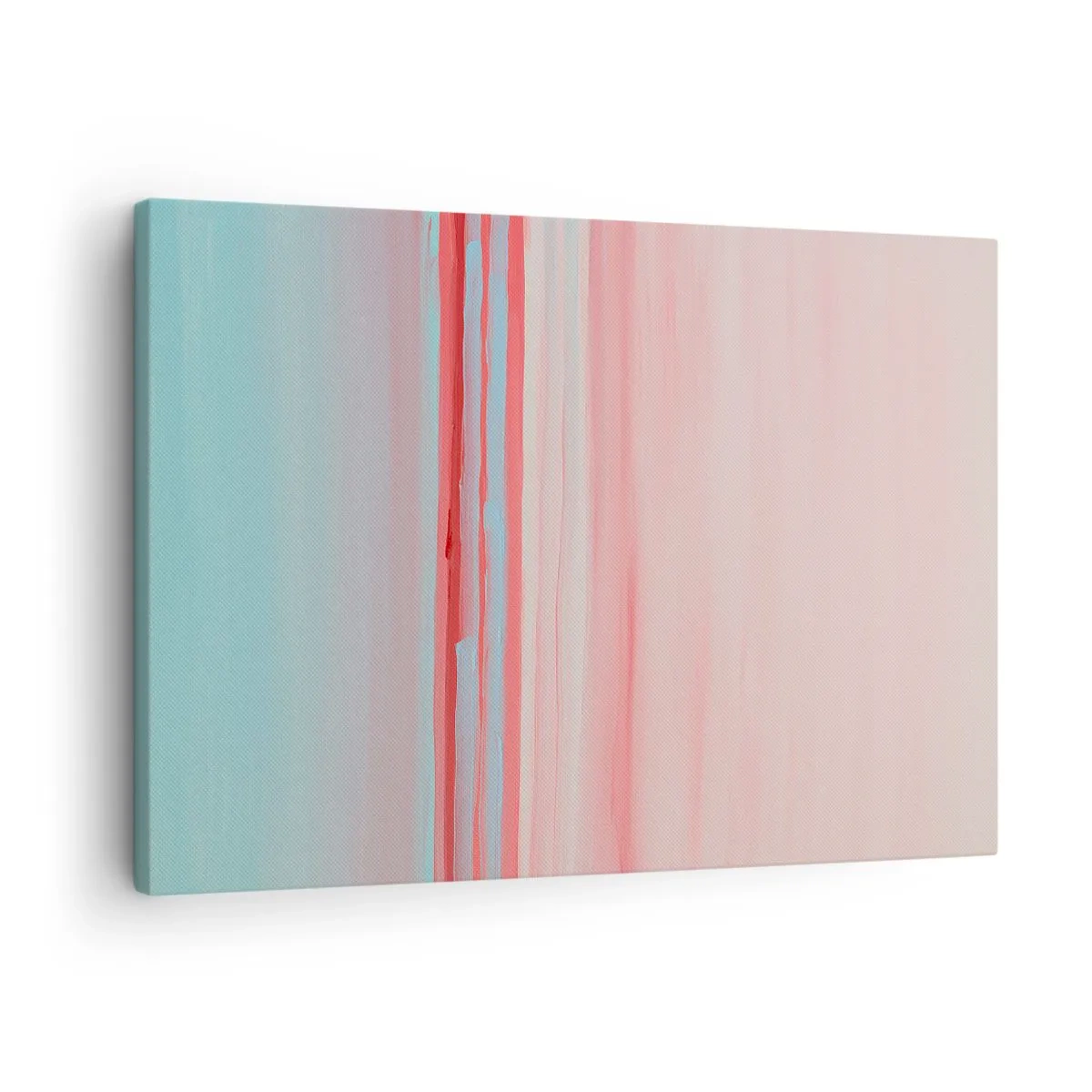 Obraz na płótnie - Pastelowe linie w odcieniach różu i błękitu w minimalistycznej kompozycji - 70x50cm - Abstrakcja o świcie - Nowoczesna dekoracja ścienna do salonu i sypialni ARTTOR