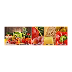 Fototapeta Próbka Premium Canvas - Wędzone, pieczone, marynowane - Gastronomia, Warzywa, Owoce - 100x30 cm