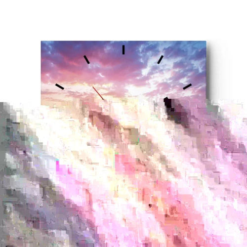 Zegar ścienny - Plaża o wschodzie słońca z łodzią i pomostem - 30x30cm - Chwila głębokiego przeżycia - Nowoczesna dekoracja ścienna do salonu i sypialni ARTTOR