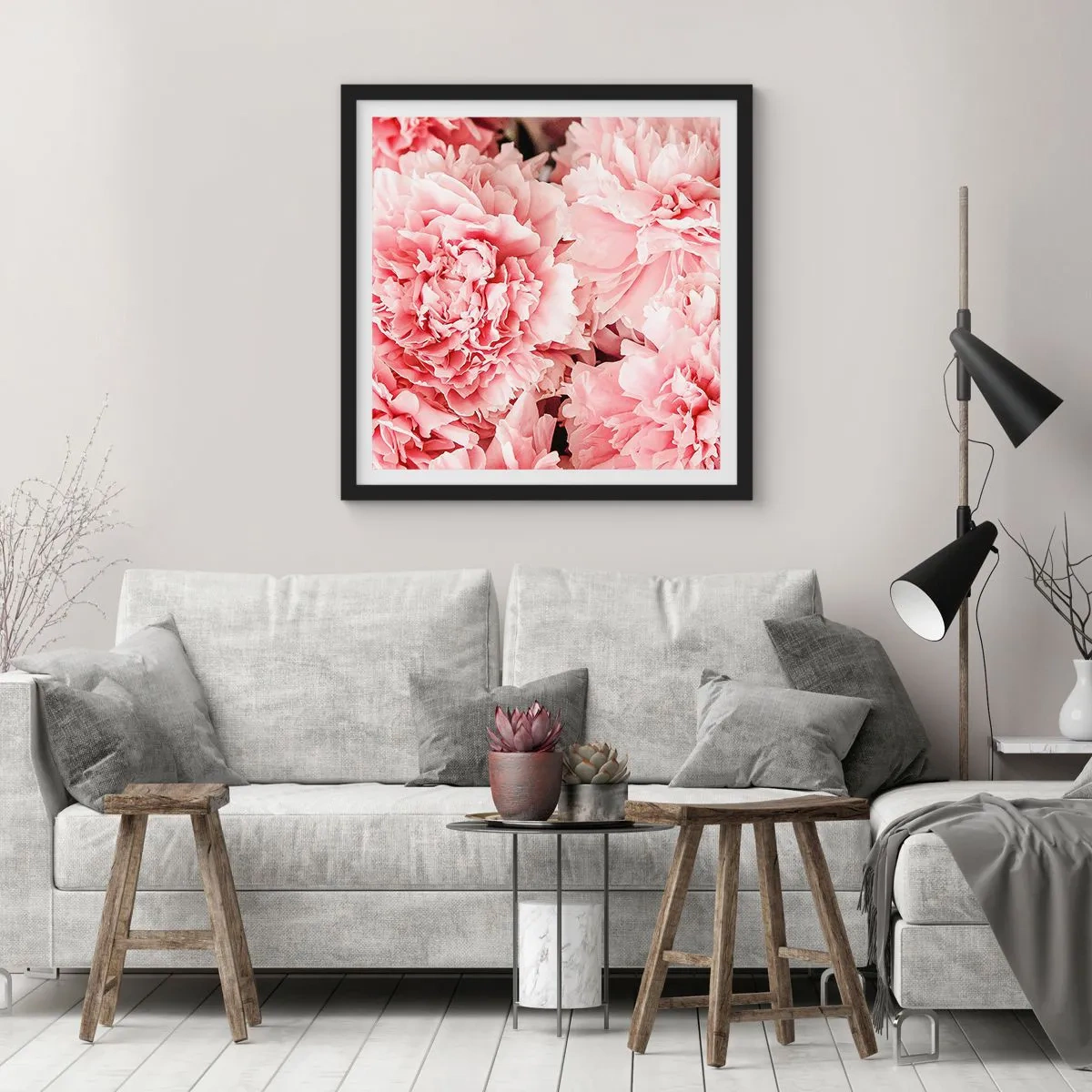 Plakat w czarnej ramie - Różowe marzenie - 30x30 cm