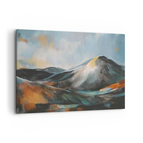 Obraz na płótnie - Abstrakcyjny krajobraz górski w ciepłych odcieniach - 120x80cm - Surowe i piękne - Nowoczesna dekoracja ścienna do salonu, kuchni i sypialni ARTTOR