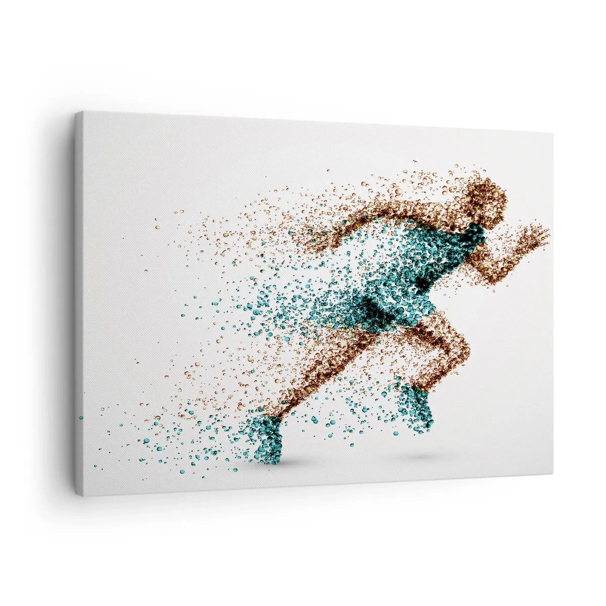 Obraz na płótnie - Dynamiczna postać biegacza złożona z drobnych cząstek - 70x50cm - Życie to bieg - Nowoczesna dekoracja ścienna do salonu i sypialni ARTTOR