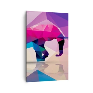 Obraz na płótnie - Geometryczna sylwetka słonia w żywych kolorach - 80x120cm - Kryształowy dinozaur - Nowoczesna dekoracja ścienna do salonu i sypialni ARTTOR
