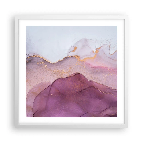 Plakat w białej ramie - Fale lila i fioletu - 50x50 cm