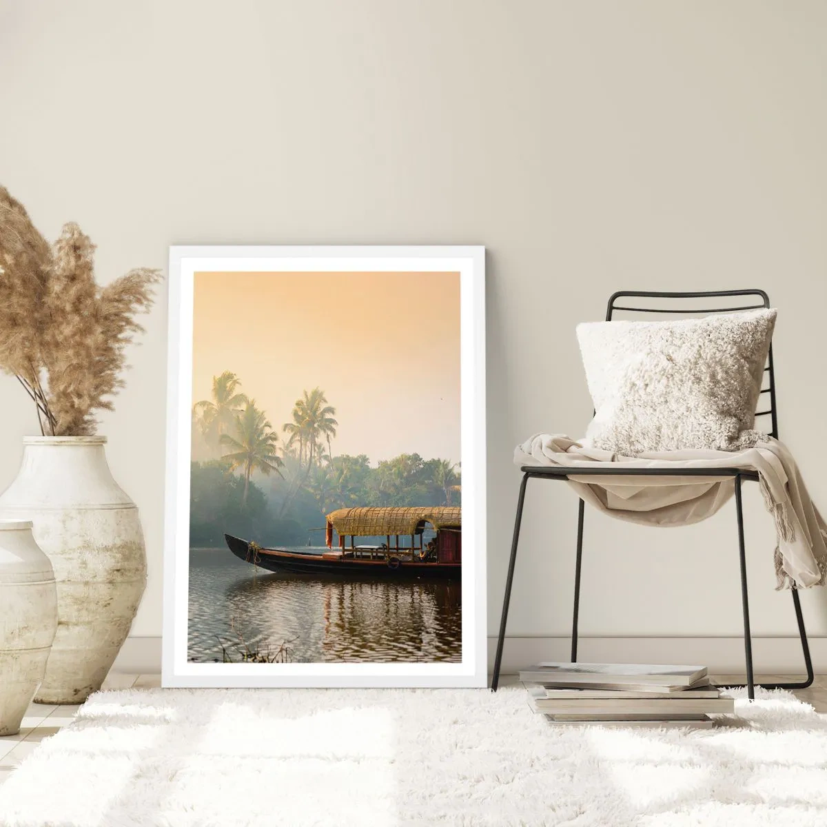 Plakat w białej ramie - Dom na rzece - 40x50 cm