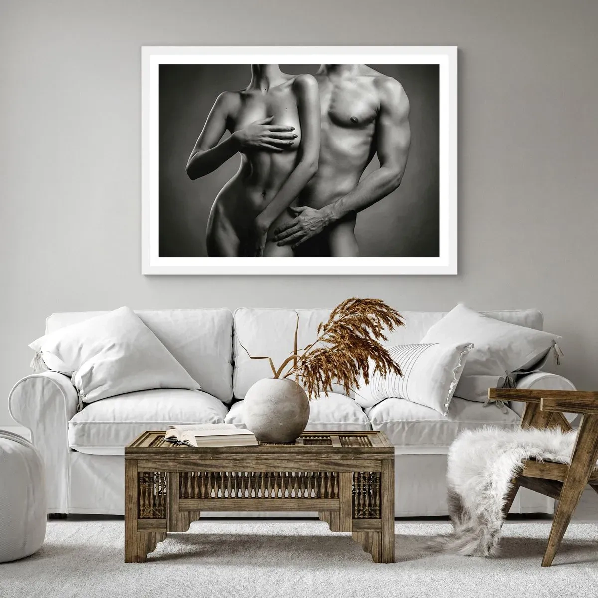 Plakat w białej ramie - Adam i Ewa - 50x40 cm