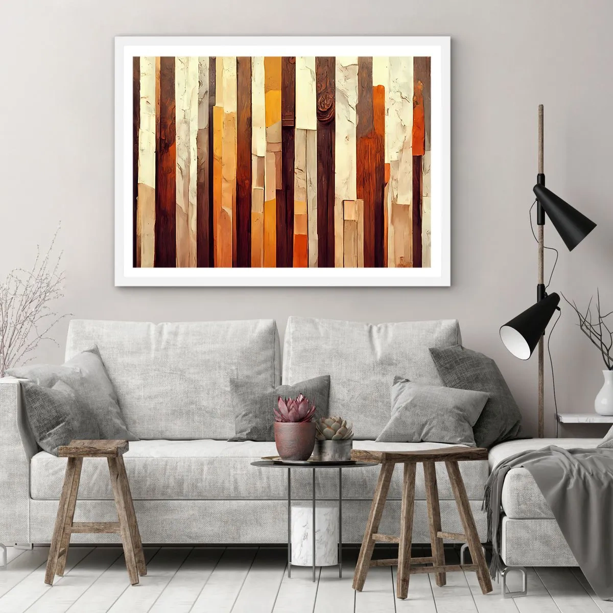 Plakat w białej ramie - Hymn leśnych drzew - 70x50 cm