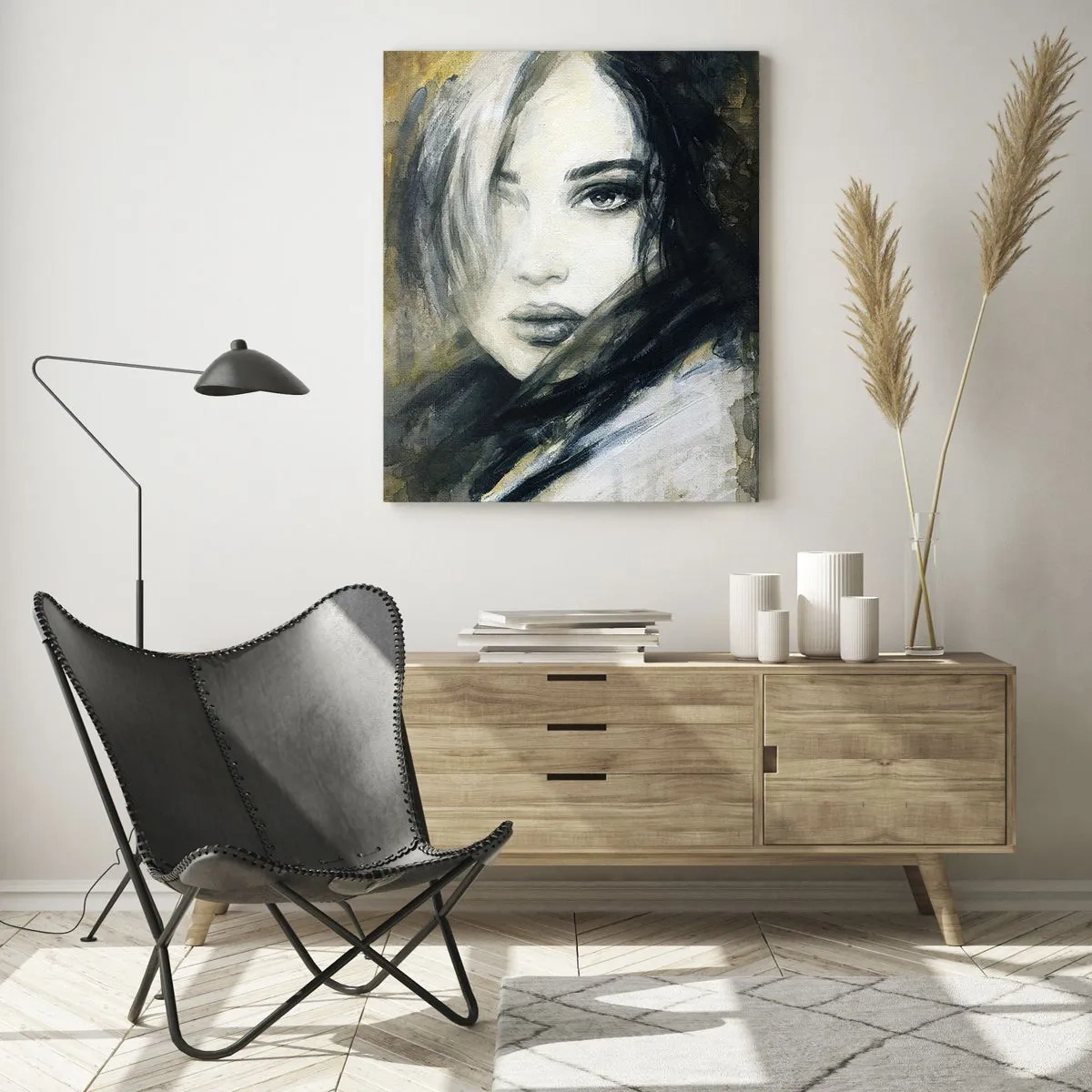 Obraz na szkle - Portret kobiety w akwarelowym stylu - 50x70cm - bardziej niewinna czy zmysłowa? - Nowoczesna dekoracja ścienna do salonu, kuchni i sypialni ARTTOR