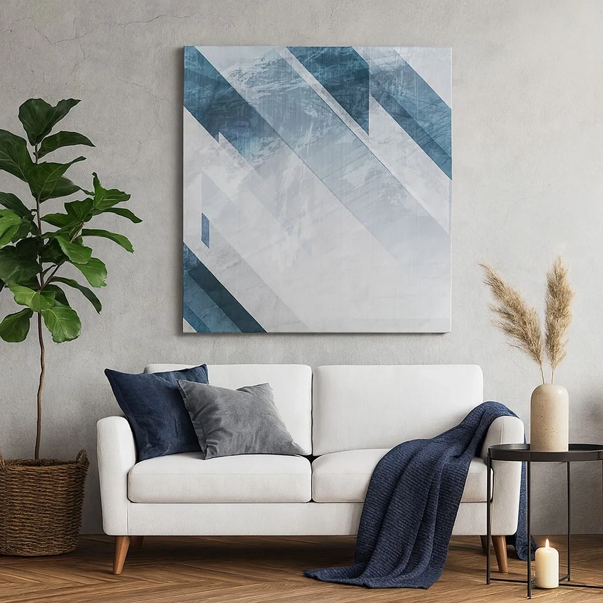 Obraz na płótnie - Kompozycja przestrzenna – ruch szarości - 30x30 cm