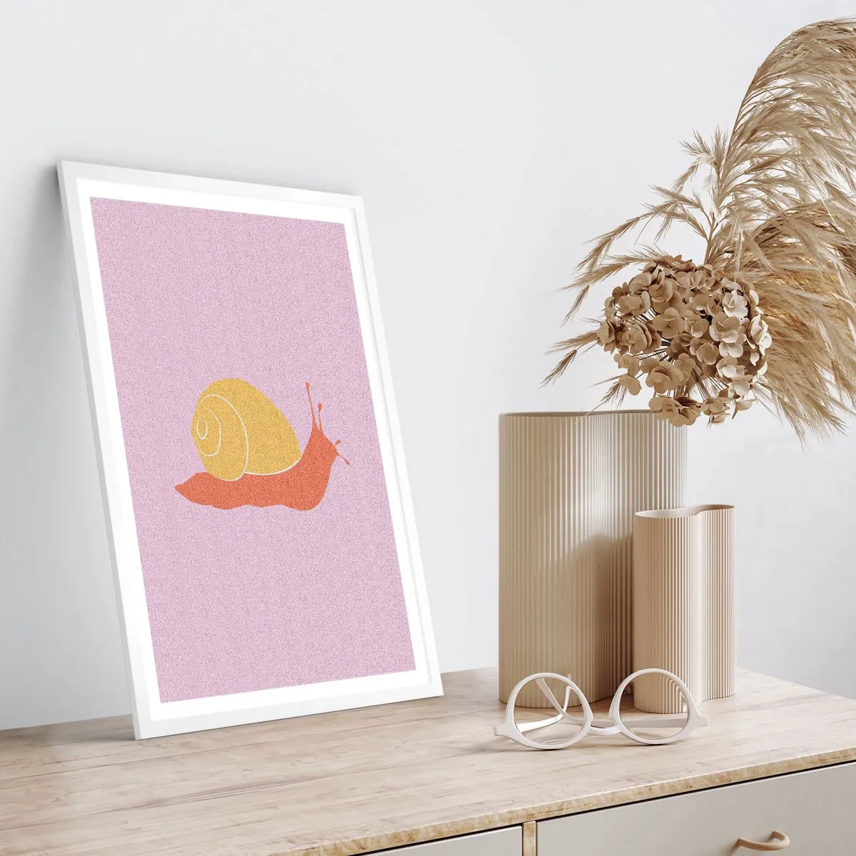 Plakat w białej ramie - Nie ma pośpiechu - 70x100 cm