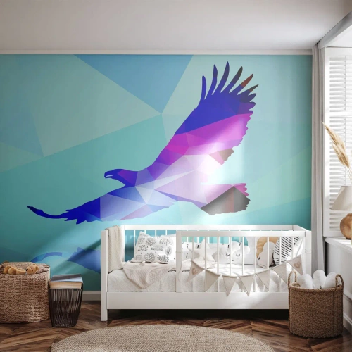 Fototapeta Premium Canvas - Orzeł w liliowym krysztale - Ptak, Orzeł, Figura Geometryczna - 350x256 cm