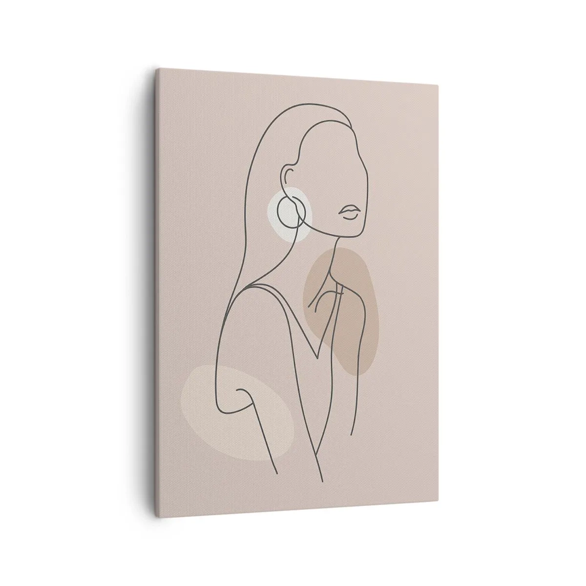 Obraz na płótnie - Minimalistyczna linia przedstawiająca kobietę na beżowym tle - 50x70cm - Ikona dziewczęcości - Nowoczesna dekoracja ścienna do salonu, kuchni i sypialni ARTTOR