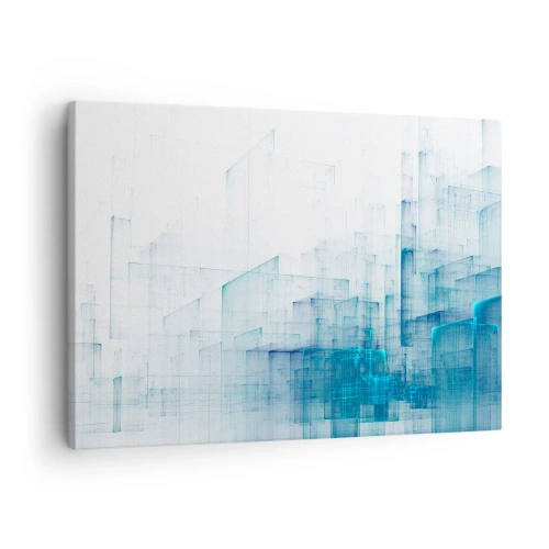 Obraz na płótnie - Abstrakcyjne kształty geometryczne w odcieniach błękitu - 70x50cm - Jak stała się przestrzeń - Nowoczesna dekoracja ścienna do salonu i sypialni ARTTOR