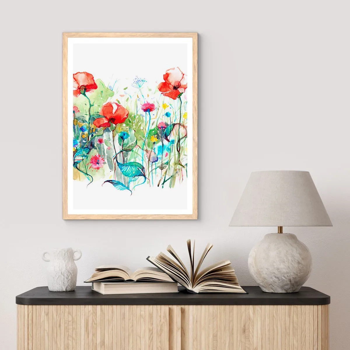 Plakat w ramie jasny dąb - Kwitnąca majem łąka - 70x100 cm