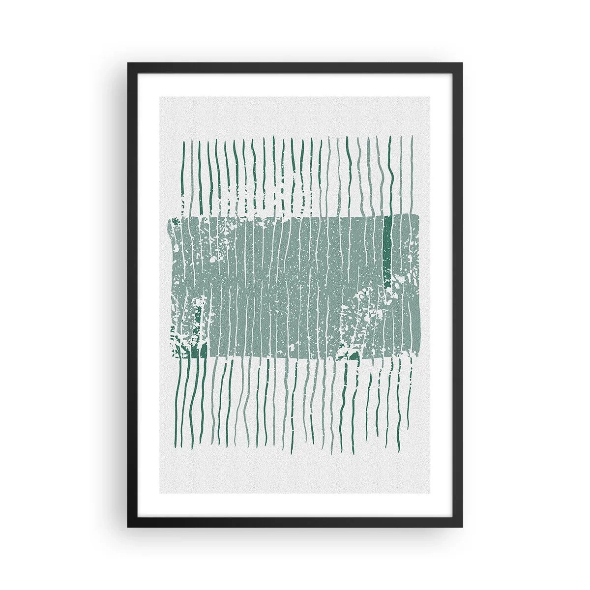 Plakat w czarnej ramie - Minimalistyczna kompozycja linii i tekstury w odcieniach zieleni - 50x70cm - Abstrakcja morska - Nowoczesna dekoracja ścienna do salonu i sypialni ARTTOR