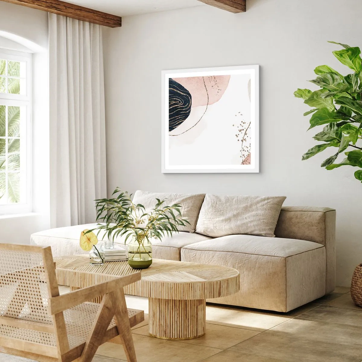 Plakat w białej ramie - Wszystko płynie - 40x40 cm