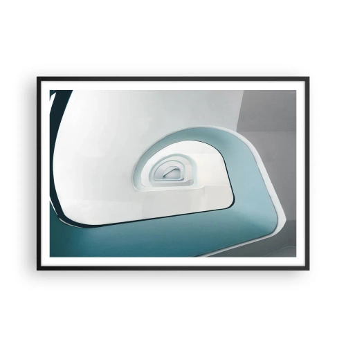 Plakat w czarnej ramie - Minimalistyczna architektura z zaokrąglonymi liniami - 100x70cm - Do dna błękitu - Nowoczesna dekoracja ścienna do salonu i sypialni ARTTOR