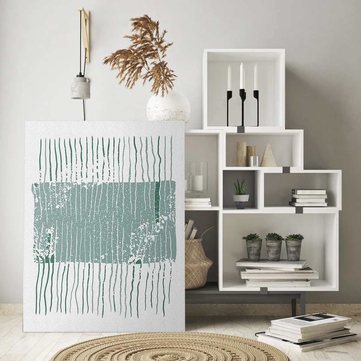 Obraz na szkle - Poziome morskie linie z efektem przetarcia tworzące abstrakcyjną strukturę - 50x70cm - Abstrakcja morska - Nowoczesna dekoracja ścienna do salonu, kuchni i sypialni ARTTOR