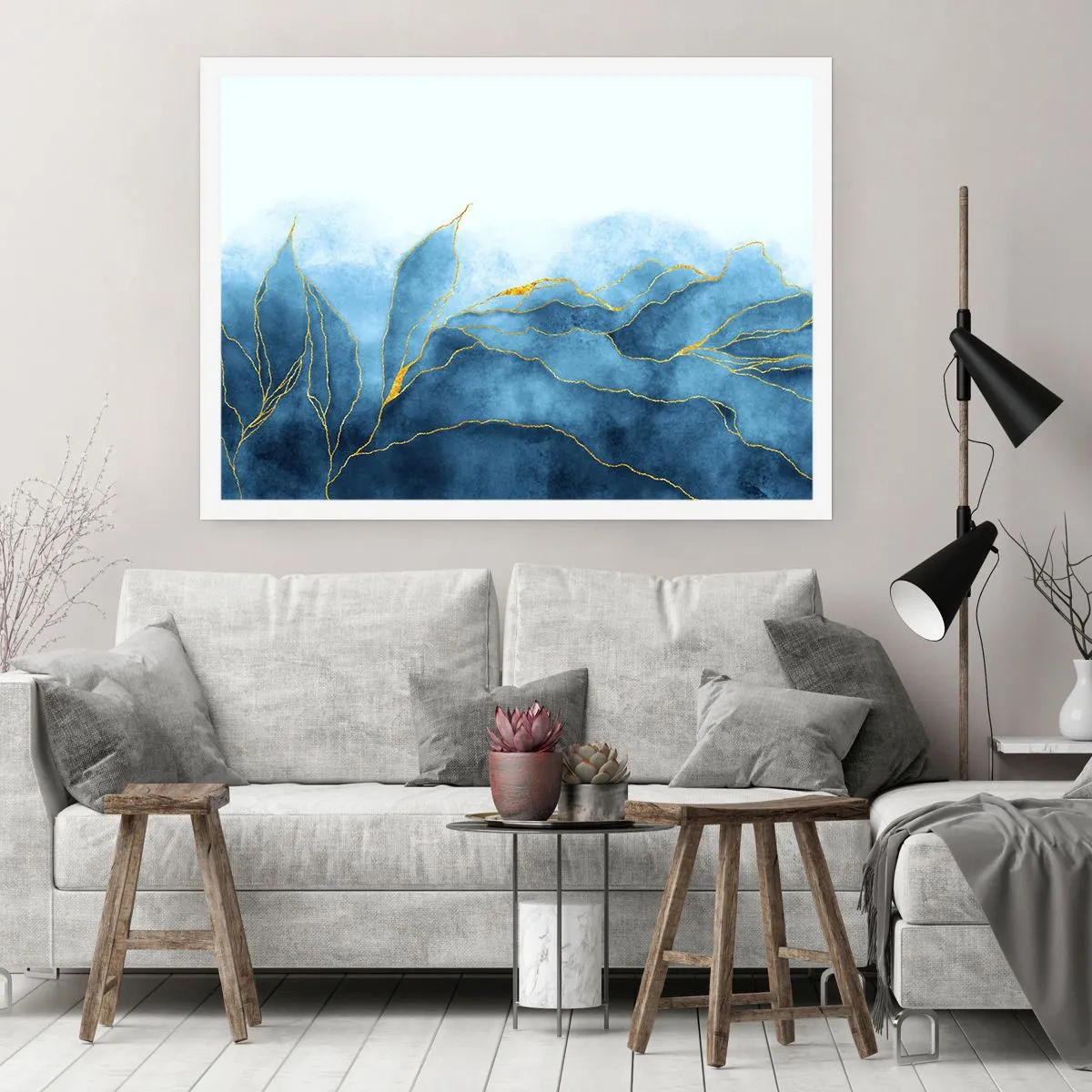 Plakat - Błękit w złocie - 91x61 cm