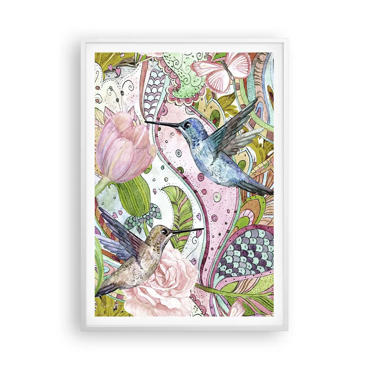 Plakat w białej ramie - Wplątane w pnączach - 70x100 cm