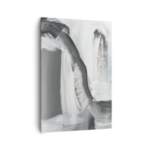 Obraz na płótnie - Szaro-biała abstrakcja z dynamicznymi liniami - 70x100cm - Zdecydowanym ruchem - Nowoczesna dekoracja ścienna do salonu i sypialni ARTTOR