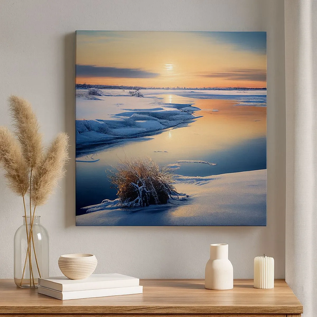 Obraz na płótnie - Zimowy zachód słońca - 30x30 cm