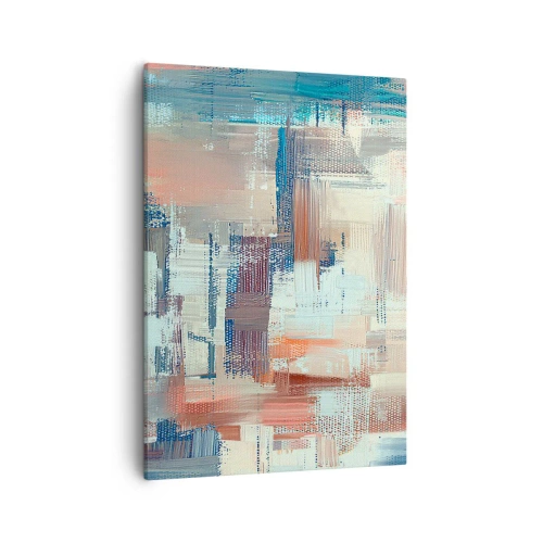 Obraz na płótnie - Abstrakcyjna kompozycja z pociągnięciami pędzla w ciepłych barwach - 50x70cm - Dotrzeć do światła - Nowoczesna dekoracja ścienna do salonu, kuchni i sypialni ARTTOR