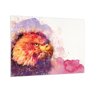 Obraz na szkle - Akwarelowy portret orła w intensywnych kolorach - 100x70cm - Nie chcesz wiedzieć, o czym myślę - Nowoczesna dekoracja ścienna do salonu, kuchni i sypialni ARTTOR