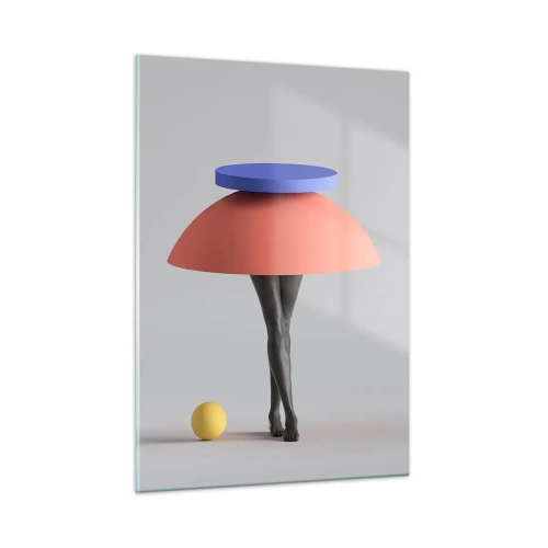 Obraz na szkle - Surrealistyczna postać z geometrycznych form i nóg - 50x70cm - Kompozycja surrealistyczna - Nowoczesna dekoracja ścienna do salonu, kuchni i sypialni ARTTOR