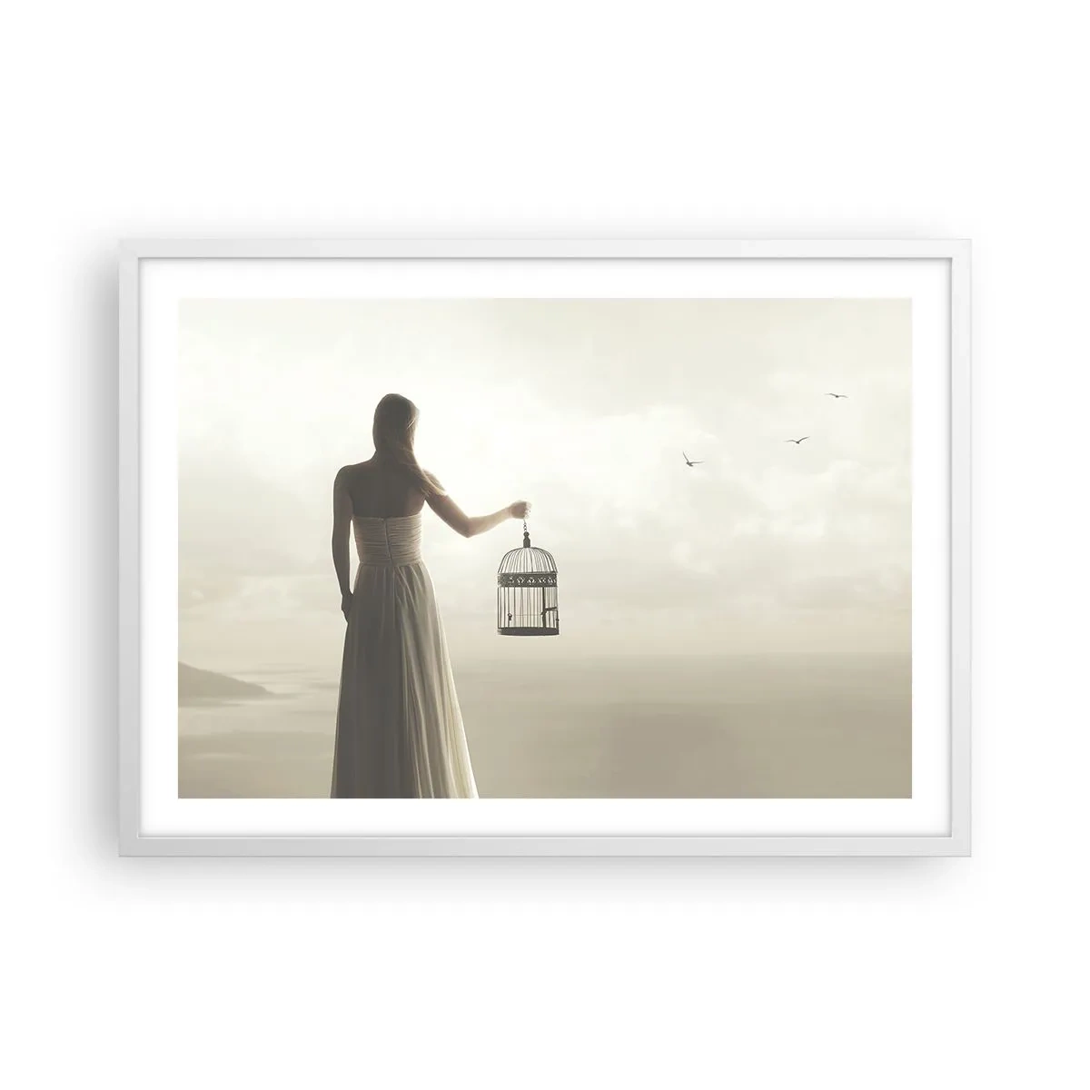 Plakat w białej ramie - Bądź wolna - 70x50 cm