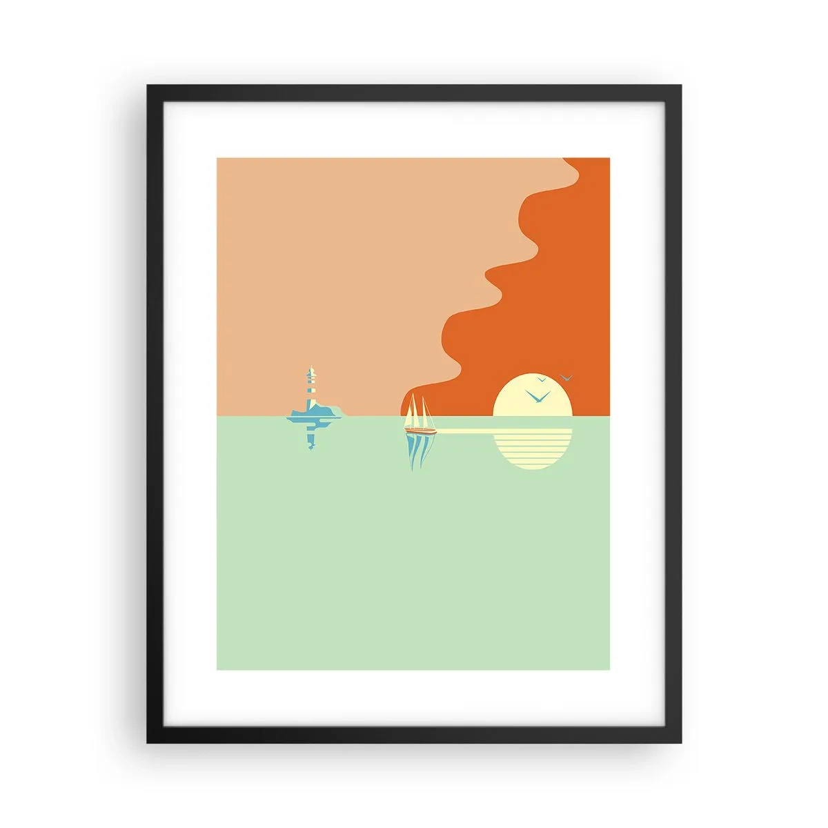 Plakat w czarnej ramie - Morski pejzaż idealny - 40x50 cm