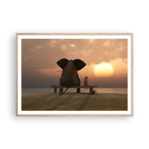 Plakat w ramie jasny dąb - Dobrze jest razem pomilczeć - 100x70 cm