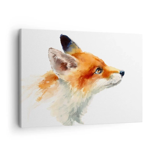 Obraz na płótnie - Rudy lis w akwarelowym stylu na białym tle - 70x50cm - Ostrożności nigdy za wiele - Nowoczesna dekoracja ścienna do salonu i sypialni ARTTOR